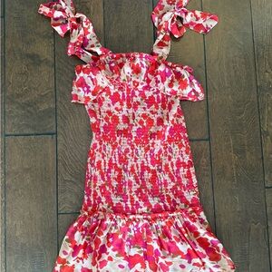 TCEC Pink Floral Mini Dress with Tie Straps